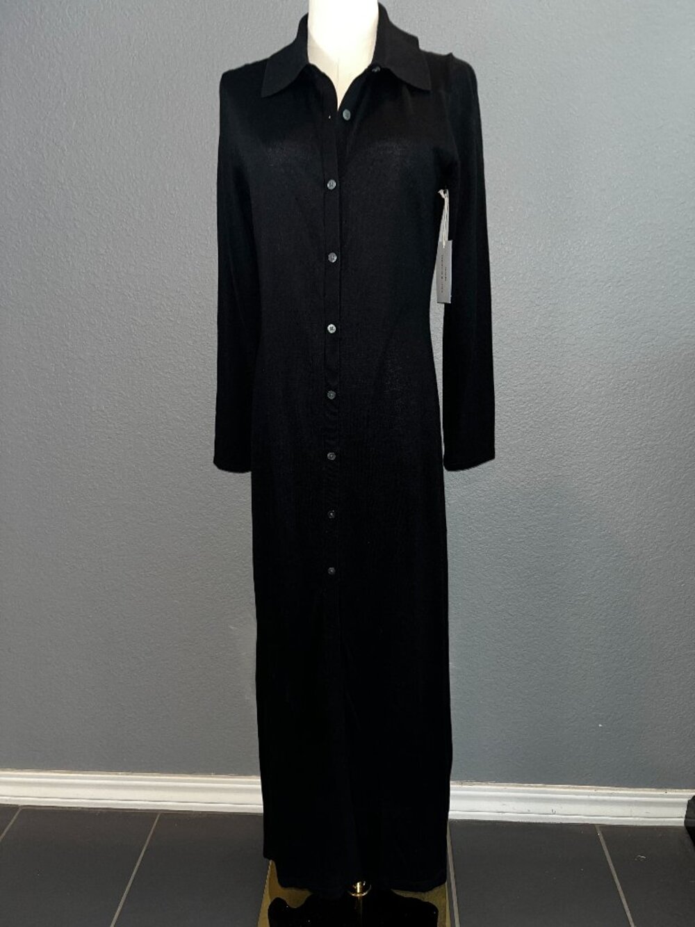 GUEST IN RESIDENCE KNITTERS SHOWTIME Maxi Knit Black Shirt Dress - New with Tags